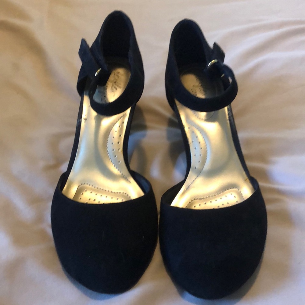 Black suede Mary Janes